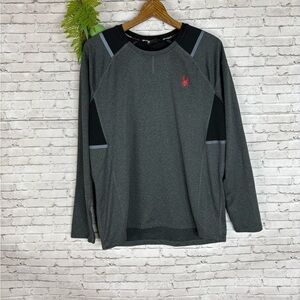 Spyder Gray and Black Stretch Long Sleeve Tee